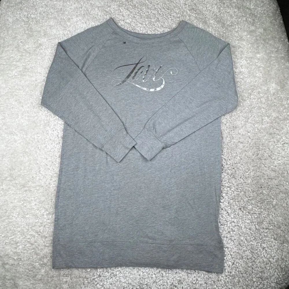 Victoria's Secret Gray Love Graphic Sleep Pajama Shirt NEW